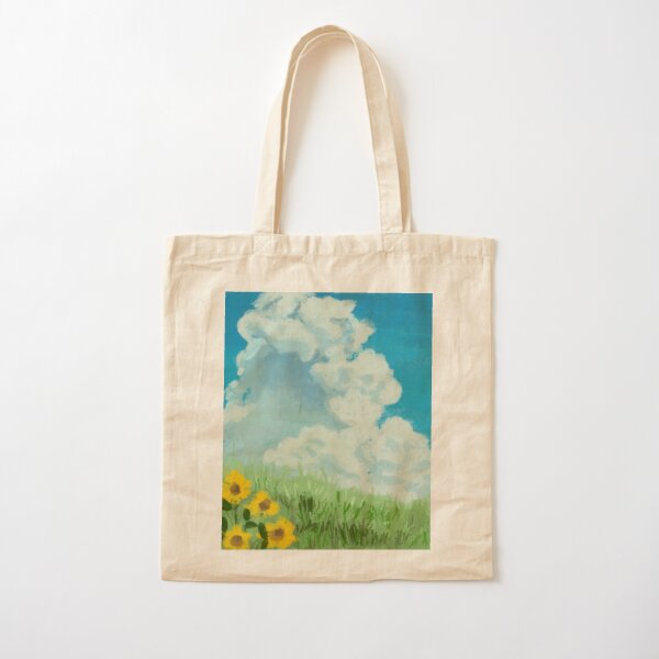 sunflower scene my neighbor totoro Cotton Tote Bag RB2607 product Offical totoro Merch